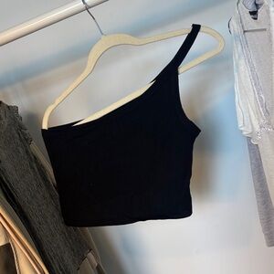 Brandy Melville Black One-Shoulder Crop Top